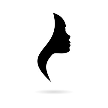 Black Beautiful profile of young woman icon or logo