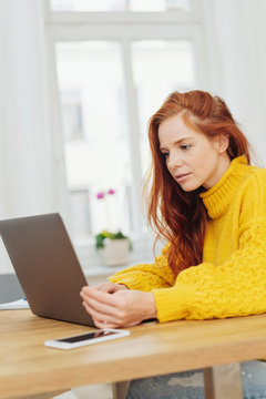 Young woman working at a laptop