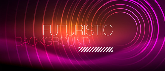 Neon glowing techno lines, hi-tech futuristic abstract background template with square shapes