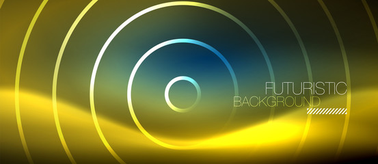 Neon glowing circles background