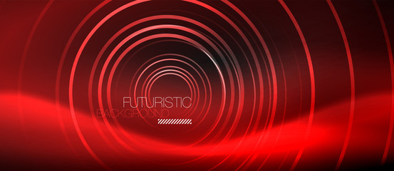 Dark abstract background with glowing neon circles