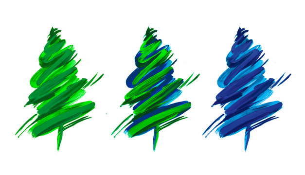 Simple brush stroke Christmas tree collection.