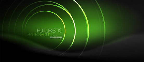 Dark abstract background with glowing neon circles