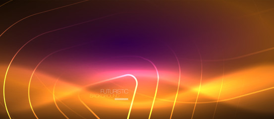 Color shiny neon lights background with abstract lines