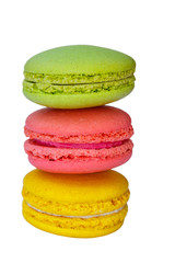 Tasty colorful macaroons isolated on white background