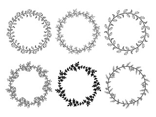 Fototapeta premium Christmas Laurel Wreaths Vector Collection