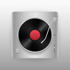 Realistic vinyl player icon