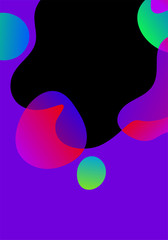Vector abstract futuristic card, bright gradient liquid shapes background. Geometric wavy fluid elements in trendy style
