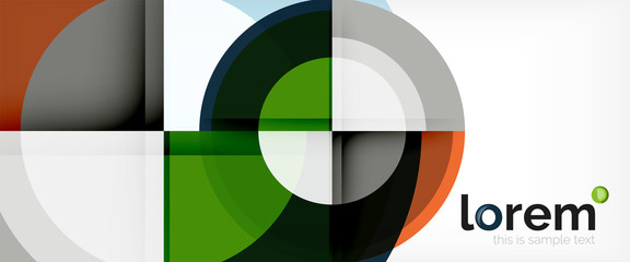 Obraz na płótnie Canvas Modern geometric circles abstract background, colorful round shapes with shadow effects