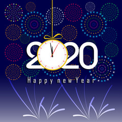 Happy New Year 2020 background with fireworks.