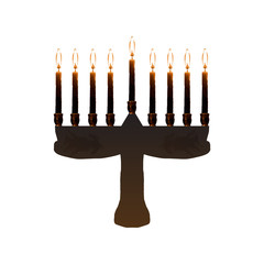 Chanukiah. Jewish holiday Hanukkah. Vector illustration on isolated background.