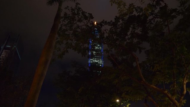 night time illuminated taipei city downtown famous tower panorama 4k taiwan
