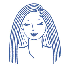 Girl with long hair and closed eyes. Beauty. Relax. Nice design for banners, salon, shop, logos, advertising