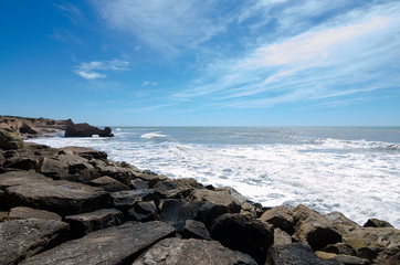 landscape of coast with cliffs