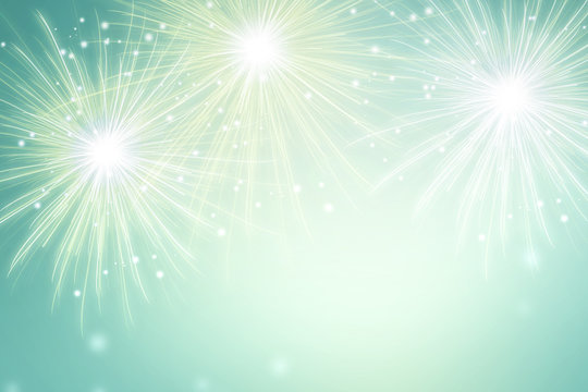 Abstract fireworks on green background. Celebration festival wallpaper.  Stock Photo | Adobe Stock