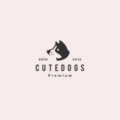 cute dog pet puppy logo vector hipster retro vintage label illustration icon