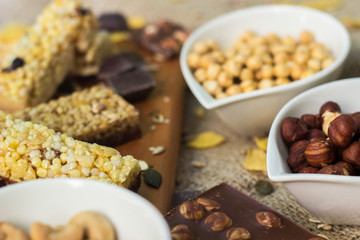 Granola Bars and mixed nuts 