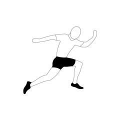 male runner silhouette vector on white background. Healthy sport concept. Line style. Boots.