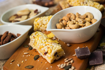 Granola Bars and mixed nuts 