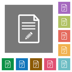 Edit document square flat icons