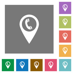 Call box GPS map location square flat icons