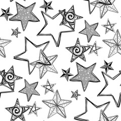 Creative seamless pattern with doodle stars.
