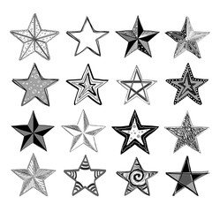 Vector collection of hand drawn doodle stars.