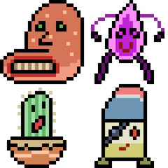 vector pixel art monster icon