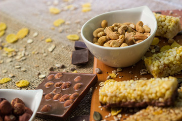 Granola Bars and mixed nuts 