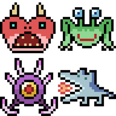 vector pixel art monster icon