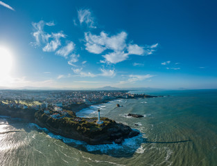 Aerial view Lighthouse in Biarritz, Pays Basque, France