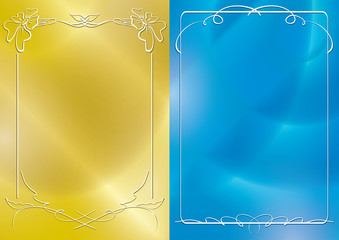 gold and blue vector backgrounds with white frames and gradient