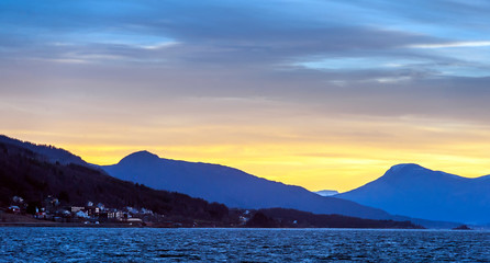 .sunset in the Norwegian sea.Tromso.Norway