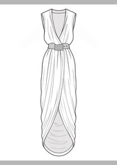DRESS Fashion technical drawings vector template