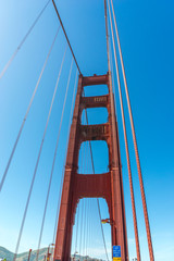 one of the towers on golden gate bridge in san francisco