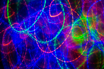 Abstract background colorful curves lines red blue green pink 