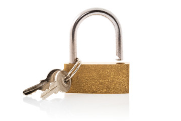 Unlocked golden padlock