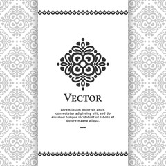 Vector emblem. Elegant, classic elements. Can be used for jewelry, beauty and fashion industry. Great for logo, monogram, invitation, flyer, menu, brochure, postcard, background, or any desired idea.