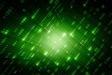 2d illustration abstract digital binary data on computer screen