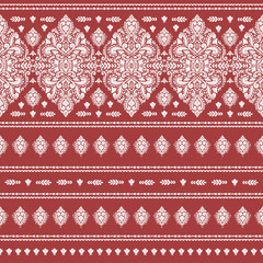 Red and white floral seamless pattern. Vintage vector, paisley elements. Traditional,Turkish, Indian motifs. Great for fabric and textile, wallpaper, packaging or any desired idea.