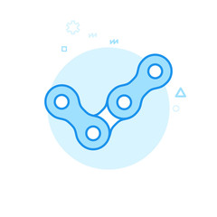 Bike or Bicycle Chain Link Flat Vector Icon, Symbol, Pictogram, Sign. Blue Monochrome Design. Editable Stroke