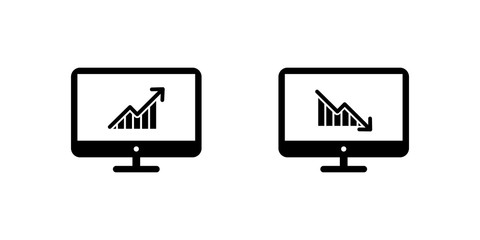 growth up and growth down on screen monitor. vector symbol