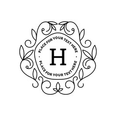 Monogram logo template with flourishes calligraphic elegant ornament frames. Identity design with letter for cafe, shop, store, restaurant, boutique, hotel, heraldic, fashion and etc.