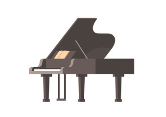 classic musical instrument black piano isolated horizontal flat