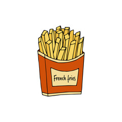 Fried potatoes.  hand drawn vector illustration.  french fries