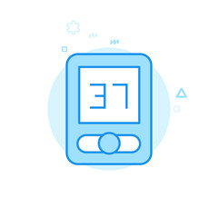 Bike or Bicycle Computer Flat Vector Icon, Symbol, Pictogram, Sign. Blue Monochrome Design. Editable Stroke