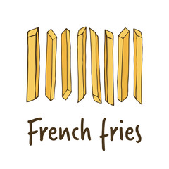 Fried potatoes.  hand drawn vector illustration.  french fries.