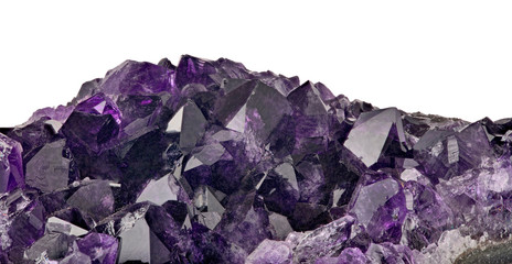 deep color amethyst gemstone isolated on white