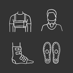 Trauma treatment chalk icons set