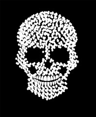 Skull icon with dots white colors 